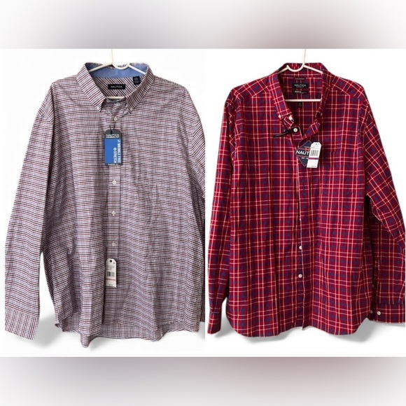 Nautica Other - Nautica Men's Red and Blue Plaid Button Down Shirts/NWT/XXL